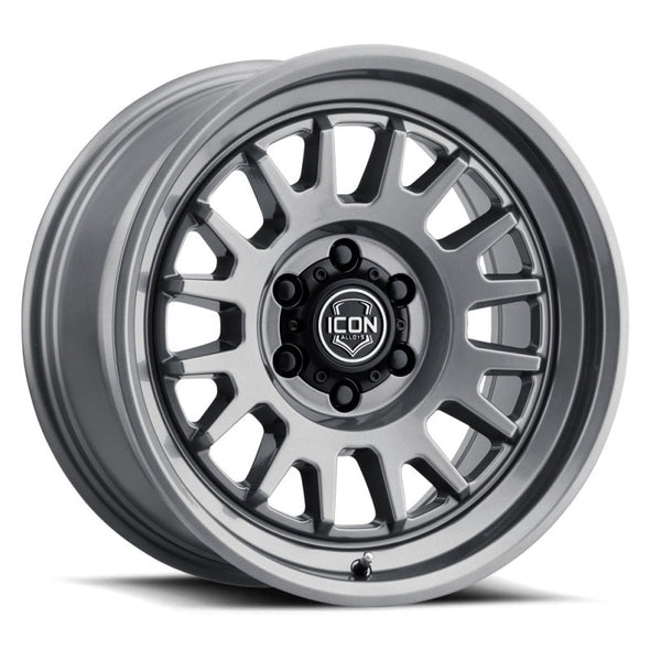 ICON Anza 17x8.5 6x5.5 0mm Offset 4.75in BS 106.1mm Hub Bore Gun Metal Wheel