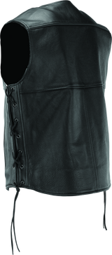 River Road Old Skool Leather Vest Black - Large