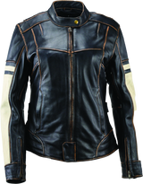 River Road Dame Vintage Leather Jacket Black Womens - Small