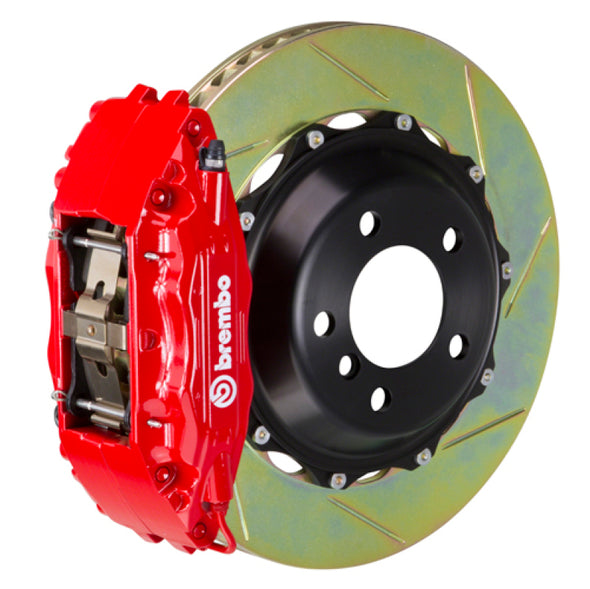 Brembo 05-14 Mustang GT Excl non-ABS Equipped Fr GT BBK 4Pis Cast 2pc 355x32 1pc Rtr Slot Type1-Red