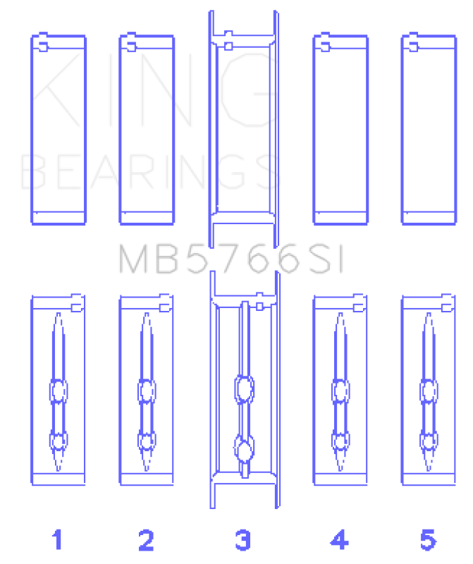 King Engine Bearings GM LS1/2/4/6 (Housing Bore +.010) (Size .010 Oversized) Main Bearing Set