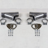 Granatelli 2.0in Aluminized Mild Steel Manual Dual Exhaust Cutout w/Slip Fit & Band Clamps
