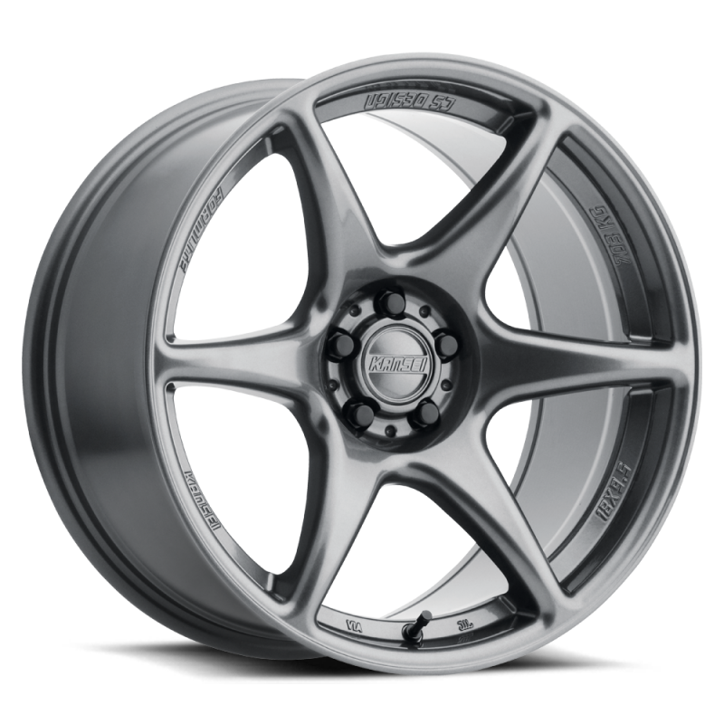 Kansei K12G KNP 15x8in / 4x100 BP / 0mm Offset / 73.10mm Bore - Gloss Gunmetal w/ Machined Lip Wheel