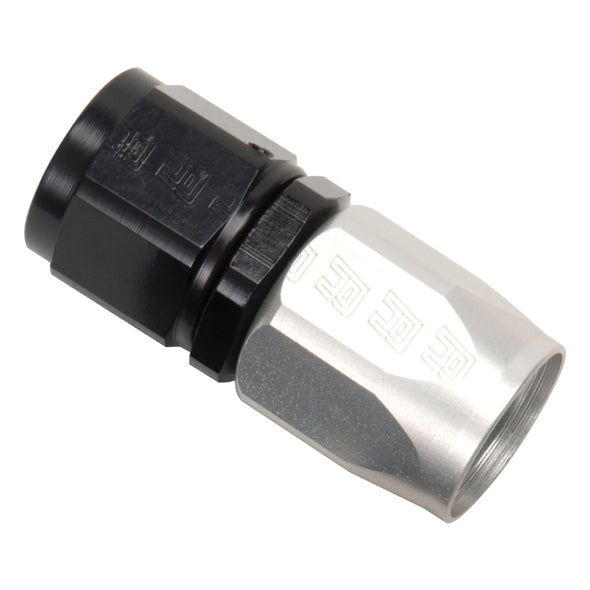 Russell Performance -12 AN Black/Silver Straight Full Flow Hose End