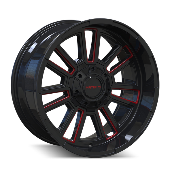 Mayhem 8115 Apollo 20x10 / 8x165.1 BP / -19mm Offset / 125.2mm Hub Black w/ Prism Red Wheel