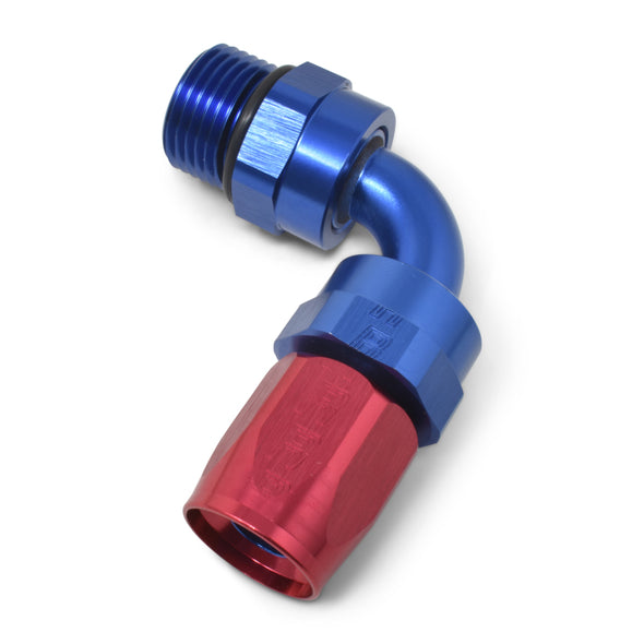 Russell Performance Hose End #8 Hose to #8 Radius Inlet Port 90 Deg Red/Blue