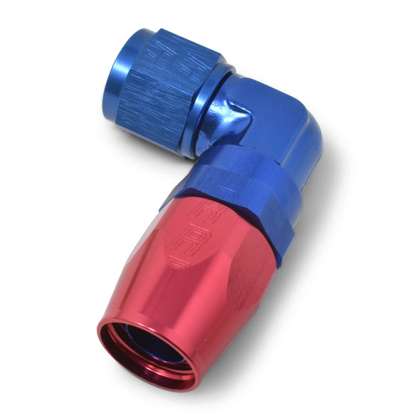 Russell Performance -8 AN Red/Blue 90 Degree Forged Aluminum Swivel Hose End