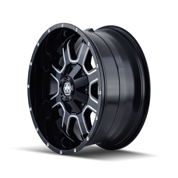 Mayhem 8103 Fierce 17x9 / 5x114.3 BP / -12mm Offset / 87mm Hub Black w/ Milled Spokes Wheel