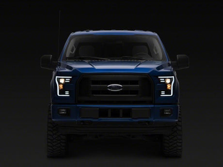 Raxiom 15-17 Ford F-150 G3 Projector Headlights w/ LED Accent- Blk Housing (Clear Lens)