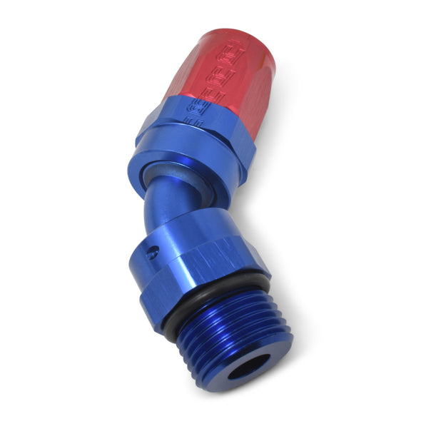 Russell Performance -10 AN Red/Blue 45 Degree Swivel Dry Sump Hose End (-8 Port 3/4in-16 Thread)