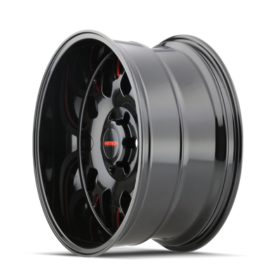 Mayhem 8110 Tripwire 20x9 / 5x139.7 BP / 18mm Offset / 110mm Hub Black w/ Prism Red Wheel