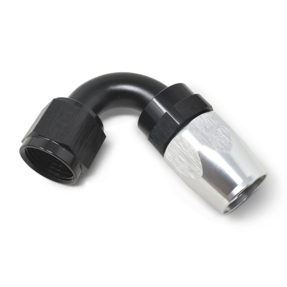 Russell Performance -8 AN Black/Silver 120 Degree Tight Radius Full Flow Swivel Hose End