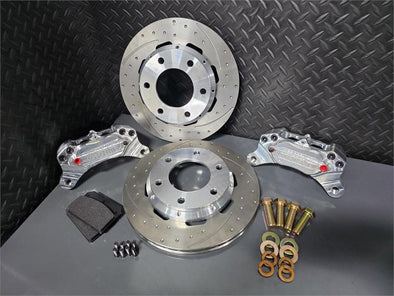 4 Piston Front Brake Kit Dimpled and Slotted Ford 2015-2023 F-150 2wd and 4wd