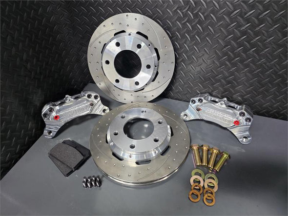 4 Piston Front Brake Kit Dimpled and Slotted Ford 2015-2023 F-150 2wd and 4wd