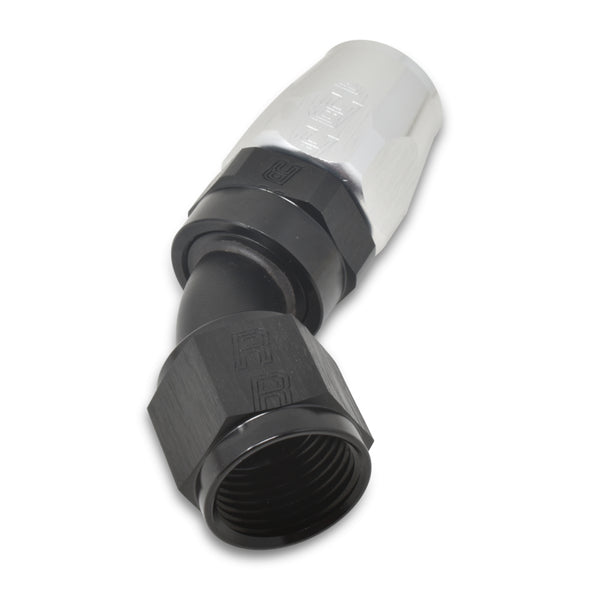 Russell Performance -6 AN Black/Silver 45 Degree Full Flow Hose End