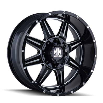 Mayhem 8100 Monstir 20x9 / 6x135 BP / 0mm Offset / 106mm Hub Black w/ Milled Spokes Wheel