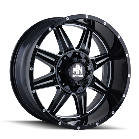 Mayhem 8100 Monstir 20x9 / 6x135 BP / 18mm Offset / 106mm Hub Black w/ Milled Spokes Wheel