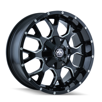 Mayhem 8015 Warrior 17x9 / 5x114.3 BP / -12mm Offset / 87mm Hub Black w/ Milled Spokes Wheel