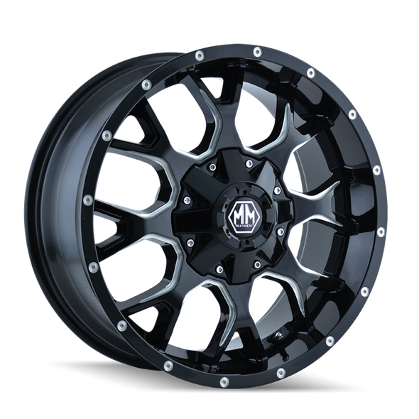 Mayhem 8015 Warrior 17x9 / 5x114.3 BP / -12mm Offset / 87mm Hub Black w/ Milled Spokes Wheel