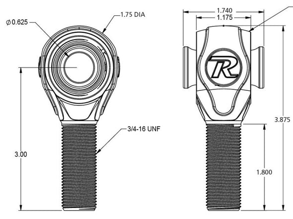 Ridetech R-Joint Rod End with 3/4in-16 Right Hand Thread