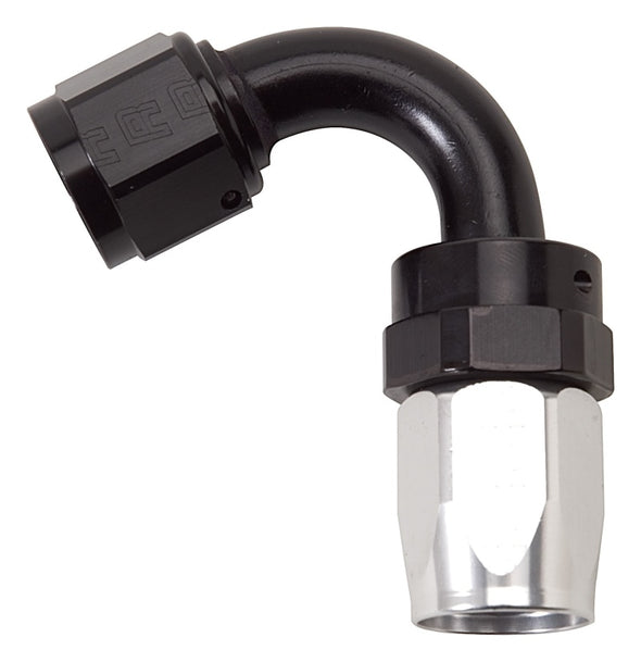 Russell Performance -8 AN Black/Silver 120 Degree Tight Radius Full Flow Swivel Hose End