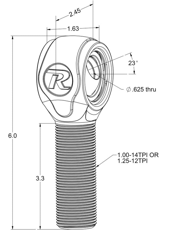 Ridetech R-Joint XL Rod End with 1in-14 Right Hand Thread