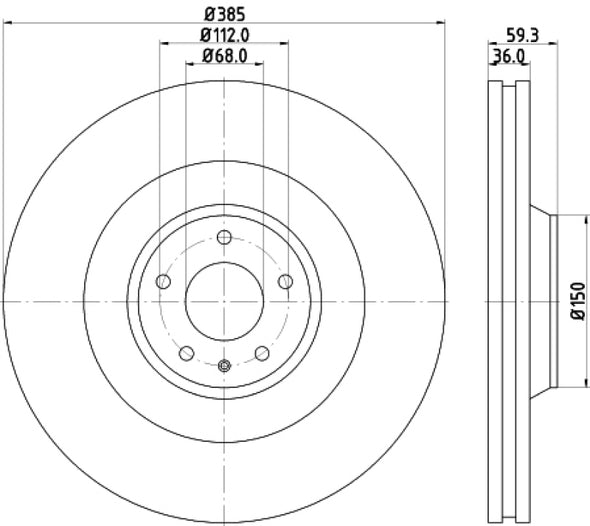 Hella Pagid Front High Carbon Brake Rotor - 05-09 Audi A8