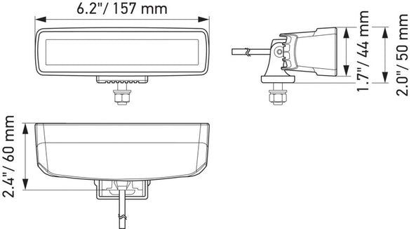 Hella Universal Black Magic 6 L.E.D. Mini Light Bar - Spot Beam