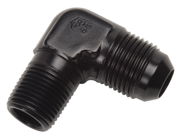 Russell Performance -4 AN 1/4in NPT 90 Degree Black Flare to Pipe Adapter