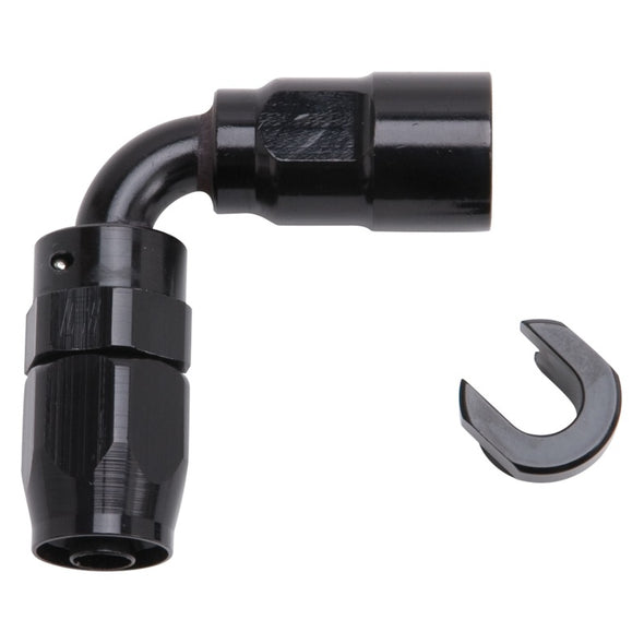 Russell Performance 5/16in SAE Quick Disc Female to -6 Hose Black 90 Degree Hose End