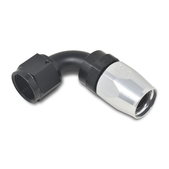 Russell Performance -6 AN Black/Silver 90 Degree Full Flow Hose End