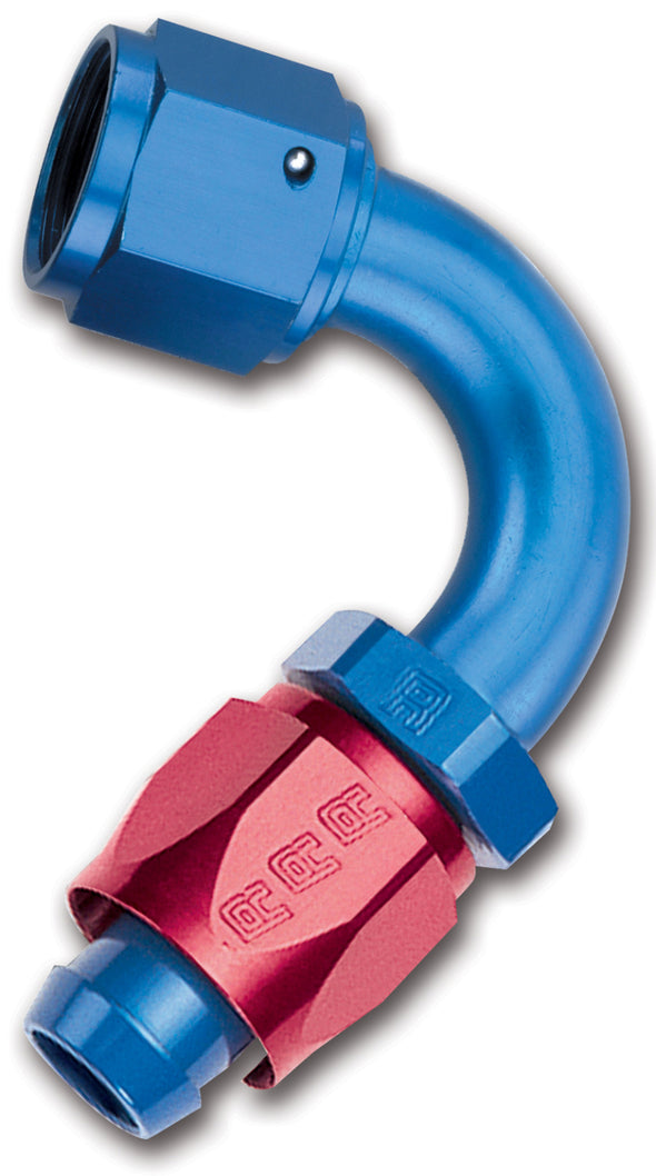 Russell Performance -6 AN Red/Blue 120 Degree Full Flow Swivel Hose End (With 9/16in Radius)