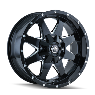 Mayhem 8040 Tank 20x9 / 5x114.3 BP / -12mm Offset / 87mm Hub Black w/ Milled Spokes Wheel