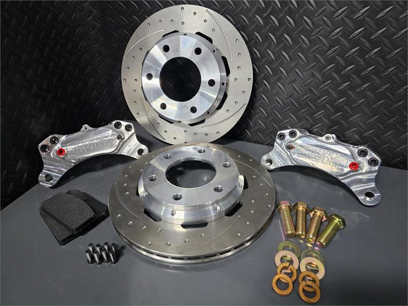 4 Piston Front Brake Kit Dimpled and Slotted Ford 2015-2023 F-150 2wd and 4wd