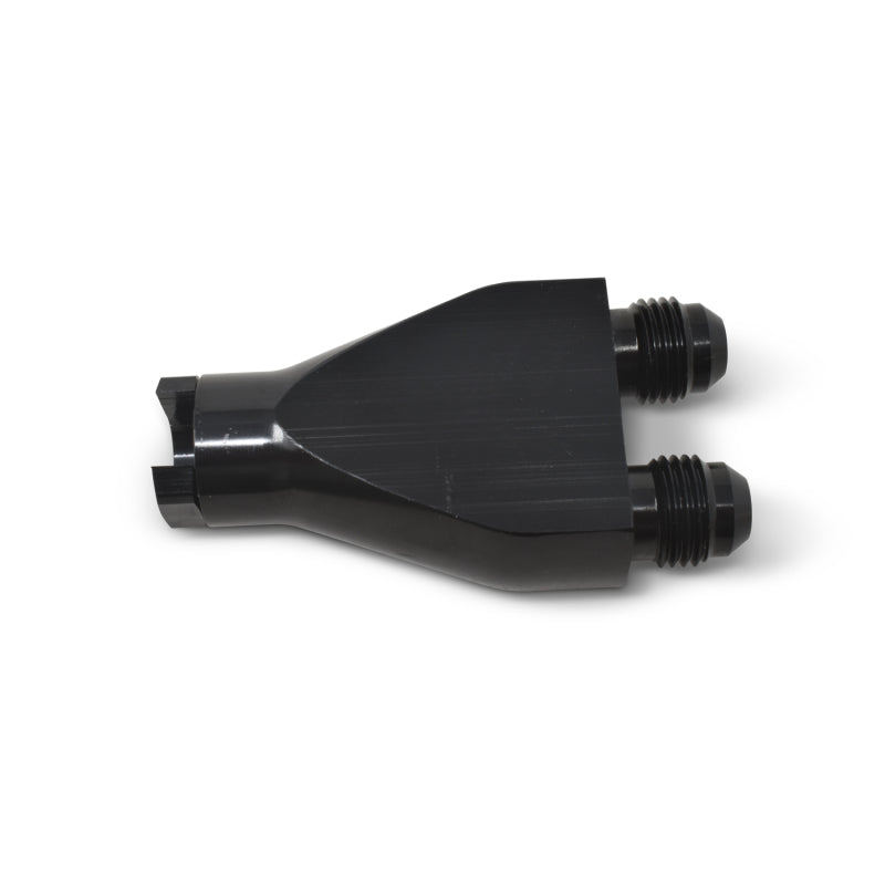 Russell Performance Billet Y-Block Adapter 3/8in SAE Quick Disconnect (2) -6AN Male Flare Black
