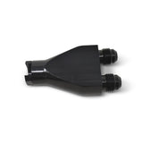 Russell Performance Billet Y-Block Adapter 3/8in SAE Quick Disconnect (2) -6AN Male Flare Black