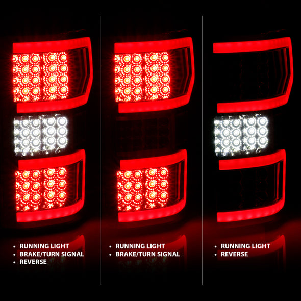 ANZO 2018-2019 Ford F-150 LED Taillight Chrome (Red Light Bar) (w/ Sequential)