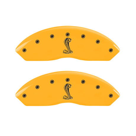 MGP 4 Caliper Covers Engraved Front & Rear Tiffany Snake Yellow Finish Black Char 2005 Ford Mustang