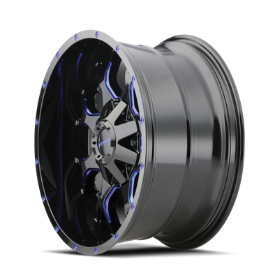 Mayhem 8015 Warrior 20x9 / 5x127 BP / 0mm Offset / 87mm Hub Black w/ Prism Blue Wheel