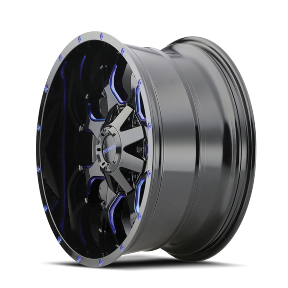 Mayhem 8015 Warrior 17x9 / 6x135 BP / -12mm Offset / 106mm Hub Black w/ Prism Blue Wheel