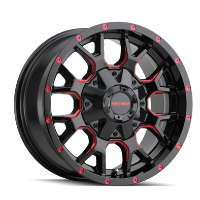 Mayhem 8015 Warrior 17x9 / 6x135 BP / 18mm Offset / 106mm Hub Black w/ Prism Red Wheel