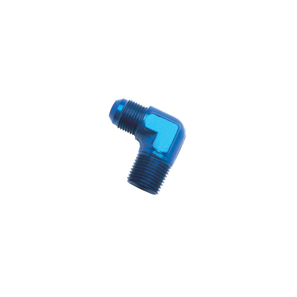Russell Performance -6 AN to 1/4in NPT 90 Degree Flare to Pipe Adapter (Blue)