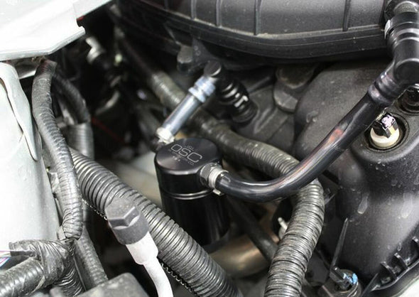 J&L 11-17 Ford Mustang V6 Passenger Side Oil Separator 3.0 - Black Anodized