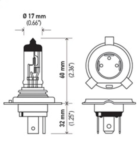 Hella Bulb 9003/HB2 12V 60/55W P43t LONG LIFE