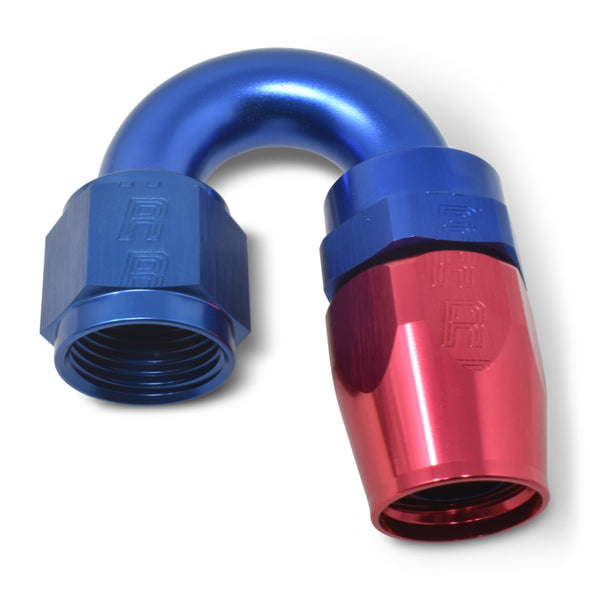 Russell Performance -8 AN Red/Blue 180 Degree Full Flow Swivel Hose End (With 3/4in Radius)
