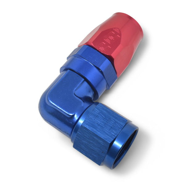 Russell Performance -12 AN Red/Blue 90 Degree Forged Aluminum Swivel Hose End