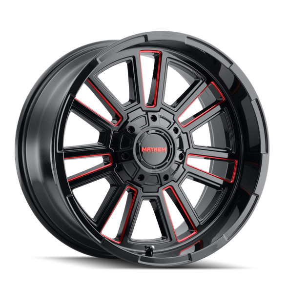 Mayhem 8115 Apollo 20x9 / 6x135 BP / 0mm Offset / 106mm Hub Black w/ Prism Red Wheel