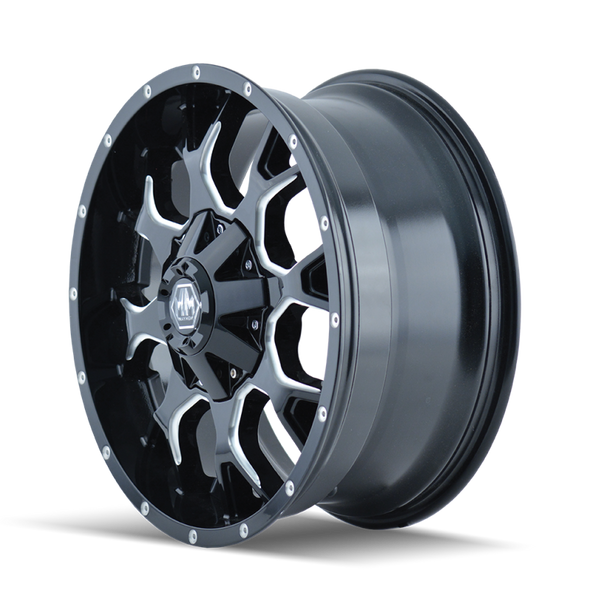 Mayhem 8015 Warrior 18x9 / 5x114.3 BP / -12mm Offset / 87mm Hub Black w/ Milled Spokes Wheel