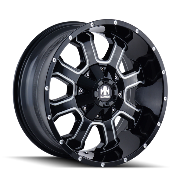 Mayhem 8103 Fierce 20x9 / 8x165.1 BP / 0mm Offset / 130.8mm Hub Black w/ Milled Spokes Wheel