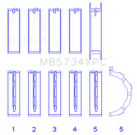 King Engine Bearings Ford 302cid Coyote Coated (Size .026) Crankshaft Main Bearings (Set of 5)